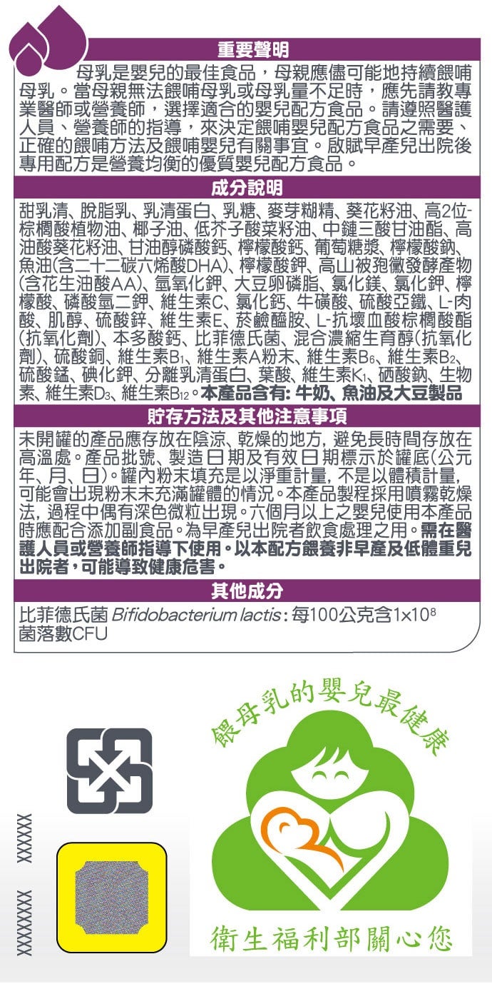 重要聲明 成分說明 貯存方法