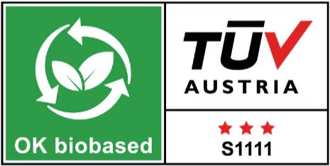 環保材質通過奧地利 TUV 認證之 OK biobased 標章。