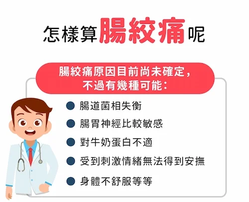 腸絞痛原因尚未確定,外在環境刺激與腸胃不適都有可能